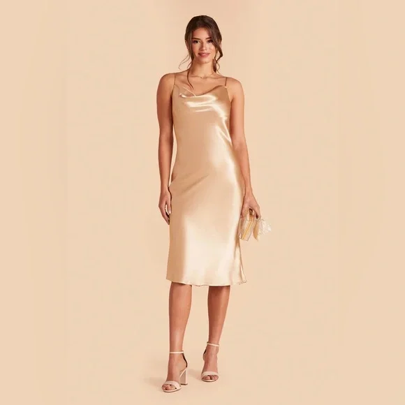 birdy grey midi dress Birdy Grey XS Midi Satin Taupe Lisa Bridesmaid Dress